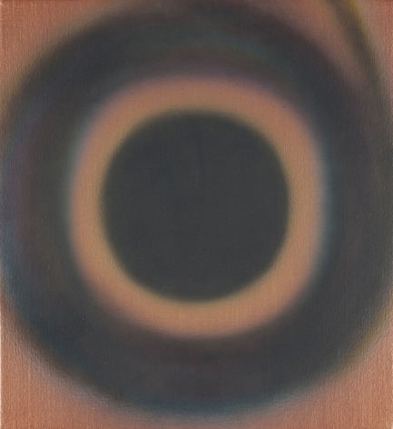 Image of acrylic painting entitled &quot;Java&quot; by Dan Christensen showing copper and black-ish rings.