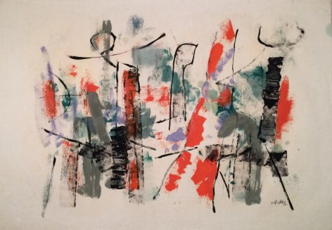 Image of John Von Wicht's untitled 1956 harbor abstraction in gouache and watercolor.