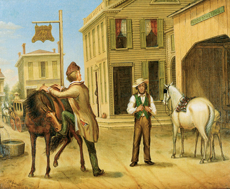 Otis Bullard painting entitled &quot;Horse Trade Scene&quot;.
