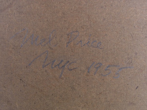 Verso signature on untitled abstract painting by Melville Price.