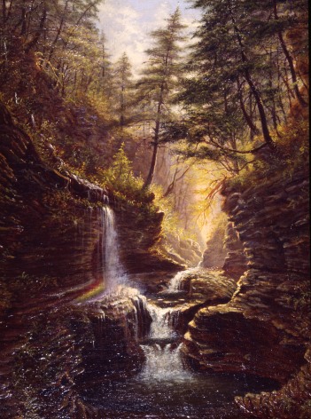 Image of sold oil painting by James Hope  of Rainbow Falls.