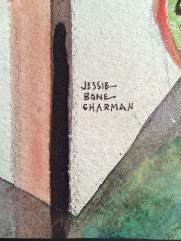 Image of signature on Hyacinth watercolor painting by Jessie Bone Charman.