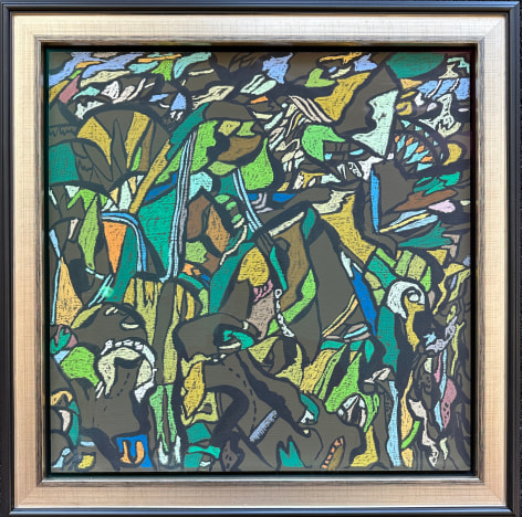 Image of frame view of abstract painting by Fred Martin entitled &quot;Spring Landscape.&quot;