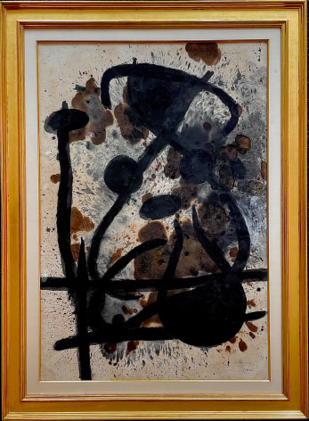 Frame on Joan Mir&oacute; 1967 abstract painting &quot;T&ecirc;te de femme&quot;.