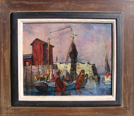 Frame on &quot;Sheltered Harbor&quot; painting by Philip Reisman.