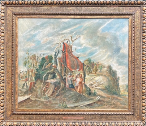 Image of frame on William C. Palmer's painting &quot;Fish Story&quot;.