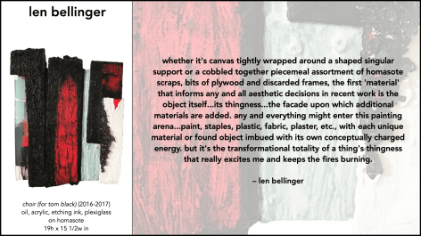 Image of artist statement by len bellinger for the exhibition &quot;Object Matter&quot; at Caldwell Gallery Hudson.