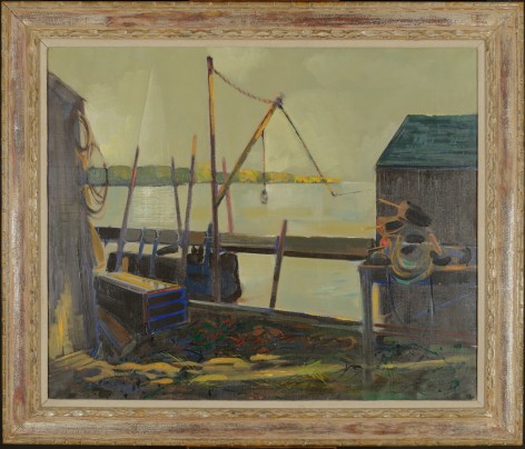 Image of frame on seascape painting &quot;After Showers &ndash; Maine Coast&quot; by Edward Christiana.