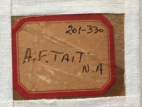 Label verso on &quot;Pleasant Thoughts painting by A.F. Tait.