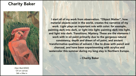 Image of artist statement by Charity Baker for the exhibition &quot;Object Matter&quot; at Caldwell Gallery Hudson.