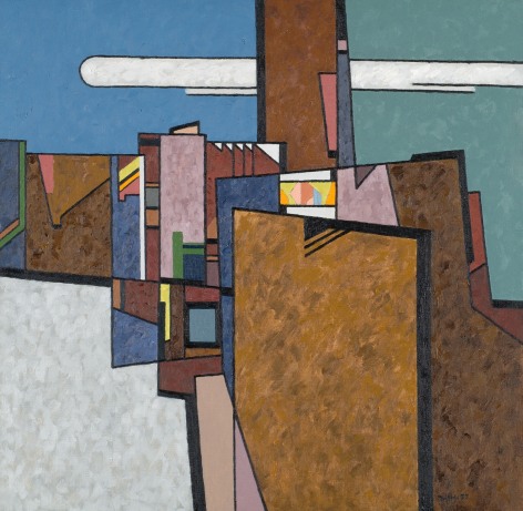 Sold oil painting entitled &quot;Urban Construction 1&quot; by Easton Pribble.