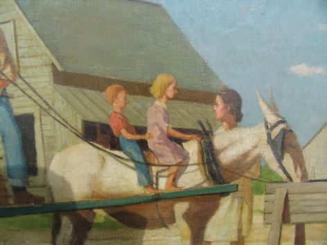 Detail of Paul Sample's painting &quot;Cartin' the Leaf.&quot;
