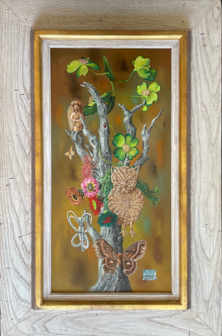 Image of wood and gold painted frame on &quot;Tree of Life&quot; painting by Aaron Bohrod.