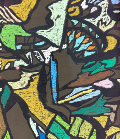 Closeup image of abstract painting &quot;Spring Landscape&quot; by Fred Martin.