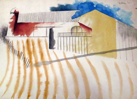 Sold 1941 untitled watercolor by Easton Pribble.