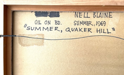 Image of verso artist's inscription on painting &quot;Summer, Quaker Hill&quot; by Nell Blaine.
