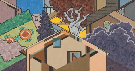 Oil painting entitled &quot;The Fourth Suburban View&quot; by Easton Pribble.
