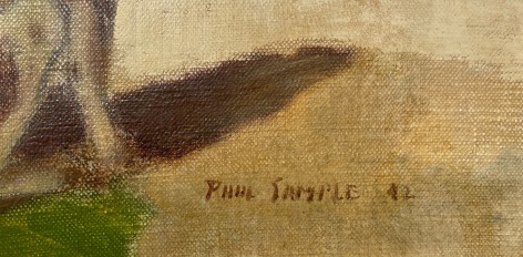 Signature on &quot;Cartin' the Leaf&quot; by Paul Sample.