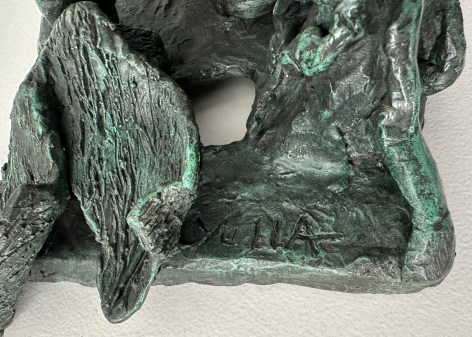 Image of signature on Woman Lying Down &amp; Growing with Tree bronze sculpture by Yulla Lipchitz.
