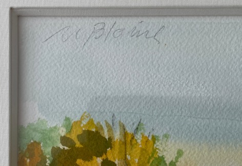 Image of recto signature on Touch of Fall painting by Nell Blaine.