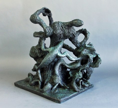 Image of Yulla Lipchitz bronze sculpture of an abstract man, woman &amp; creatures.