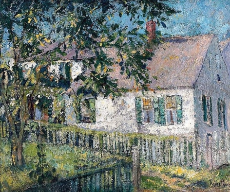 Image of sold oil painting by Pauline Palmer showing a white house with a tree in the front yard.