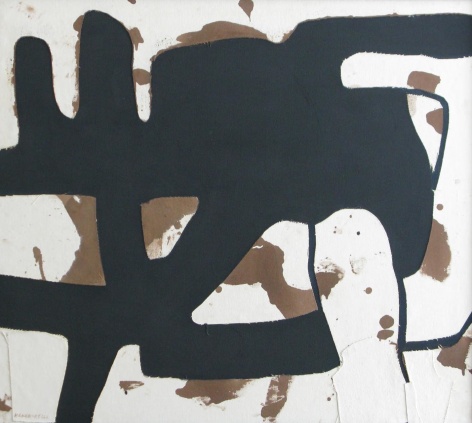 Image of sold untitled abstraction by Conrad Marca-Relli of black and brown against a white background.