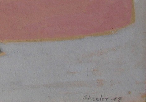Signature and date of 1948 Abstraction by Charles Sheeler.