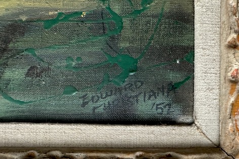 Image of signature on seascape painting &quot;After Showers &ndash; Maine Coast&quot; by Edward Christiana.