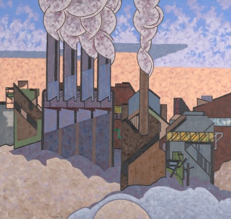 Sold oil painting entitled &quot;Winter Industrial&quot; by Easton Pribble.