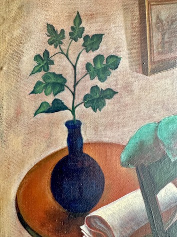 Image of vase detail on Julio De Diego's painting &quot;Girl in Interior.