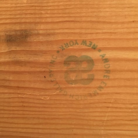 Emmerich Gallery stamp verso on Rum Boat by Larry Poons.