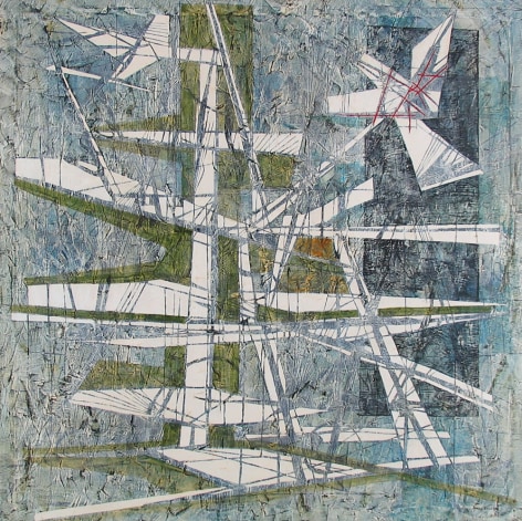 Image of Jimmy Ernst sold oil painting entitled &quot;Future Construction&quot; showing an abstract interpretation of an imaginary building.