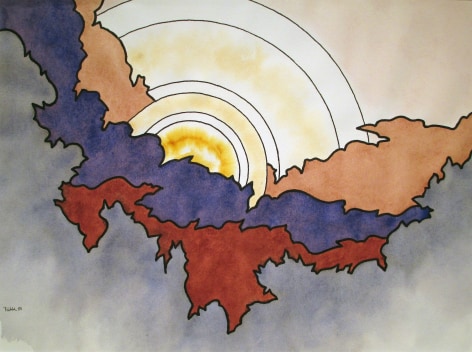 Watercolor painting entitled &quot;Clouded Sun&quot; by Easton Pribble.