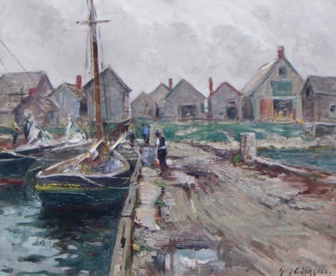 Guy C. Wiggins oil painting entitled &quot;Southeaster - Rockport, MA&quot;.
