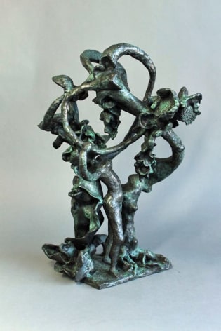 Image of organic abstract bronze sculpture titled Woman Dancing About Trees by Yulla Lipchitz.