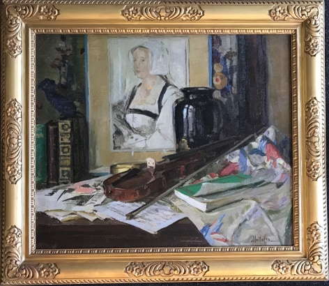 Frame on &quot;Tabletop Arrangement&quot; oil painting by George Oberteuffer.