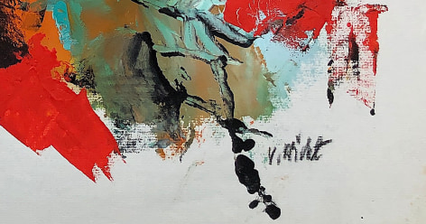 Image of signature on untitled #052 abstract painting by John Von Wicht.