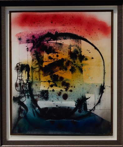 Frame on untitled 1981 mixed media painting by Fred Martin.