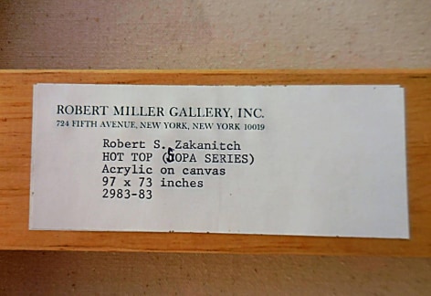 Label &quot;Hot Top&quot; from his Copa Series by Robert Zakanitch.