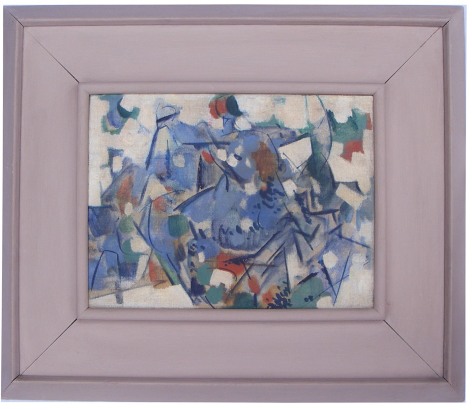 Image of painted frame of white abstract painting by Carl Holty.