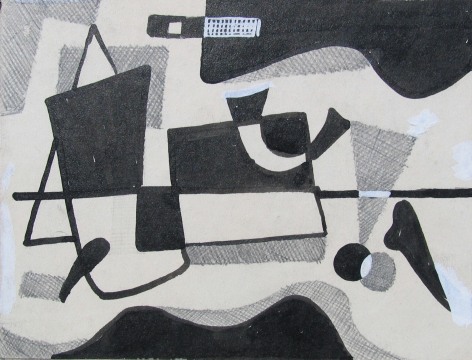 Image of sold untitled abstraction #988 in black, grey and white by Vaclav Vytlacil.