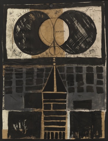 BRINTZ GALLERY, IRVIN PASCAL, Oldie but Goldie (LA19), 2019, Ink, charcoal, graphite on collaged paper, 71 1/2 by 55 3/4 inches, Unique Art