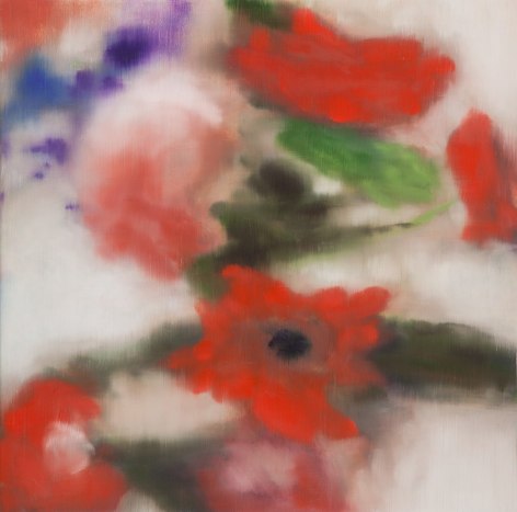 BRINTZ GALLERY, ROSS BLECKNER, Untitled, 2017, Oil on canvas, 18 by 18 inches, Flora, Unique Art