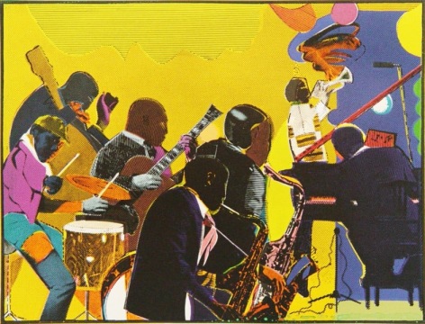 Romare Bearden, Out Chorus, 1978-1979, Screenprint in Colors, H 22.25&quot; x W 30&quot;, Signed Lower Right - &quot;Romare Bearden&quot;, Inscribed Lower Left - &quot;66/200&quot;