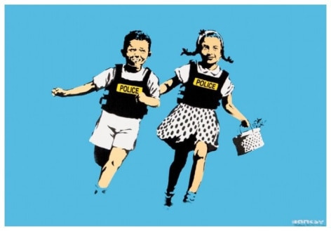 Banksy (born 1974) Jack and Jill (AKA Police Kids) 2005 Four-Color Hand-Pulled Screenprint on Archival Paper H 19.75&rdquo; x W 27.5&rdquo;  Signed and Dated Lower Right &ndash; &ldquo;BANKSY 05&rdquo;; Inscribed Lower Left &ndash; &ldquo;268/350&rdquo; Price Upon Request