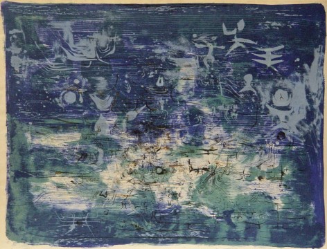 Zao Wou-Ki, 1921 - 2013, Jardin la Nuit, 1954, Lithograph in Colors, H 18.5&rdquo; x W 24&rdquo;, Signed and Dated Lower Right - &quot;Zao Wou-Ki 1954&quot;, Inscribed Lower Left - &quot;Epreuve d'artiste sur Japon&quot;