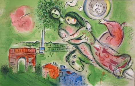 Marc Chagall, Romeo and Juliet, 1964, Lithograph, H 25.75&quot; x W 40&quot;, Signed Lower Right, Edition of 200