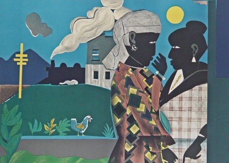 Romare Bearden (1911 - 1988) Conversation 1979 Color Lithograph H 18&quot; x W 25&quot; Signed Lower Right - &quot;Romare Bearden&quot;; Inscribed Lower Left - &quot;130/175&quot;