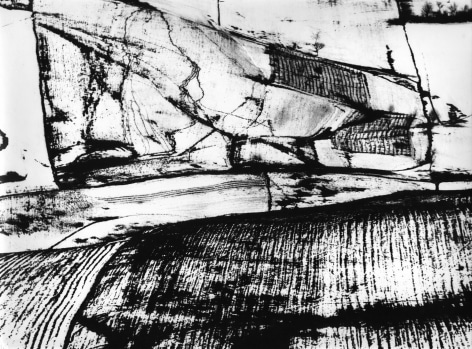 Mario Giacomelli, Metamorphosis of the Land, ​1955&ndash;1968. Abstract, high-contrast landscape with prominent vertical lines.